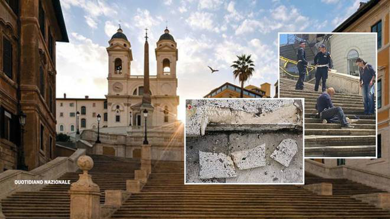 Auto danneggia Scalinata di Trinità dei Monti a Roma