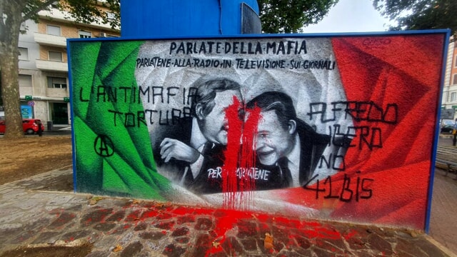 Imbrattato a Roma murales dedicati ai giudici Falcone e Borsellino